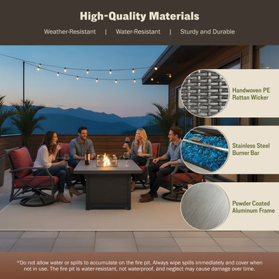 Novi 5-Piece Outdoor Fire Pit Table Set for Patio