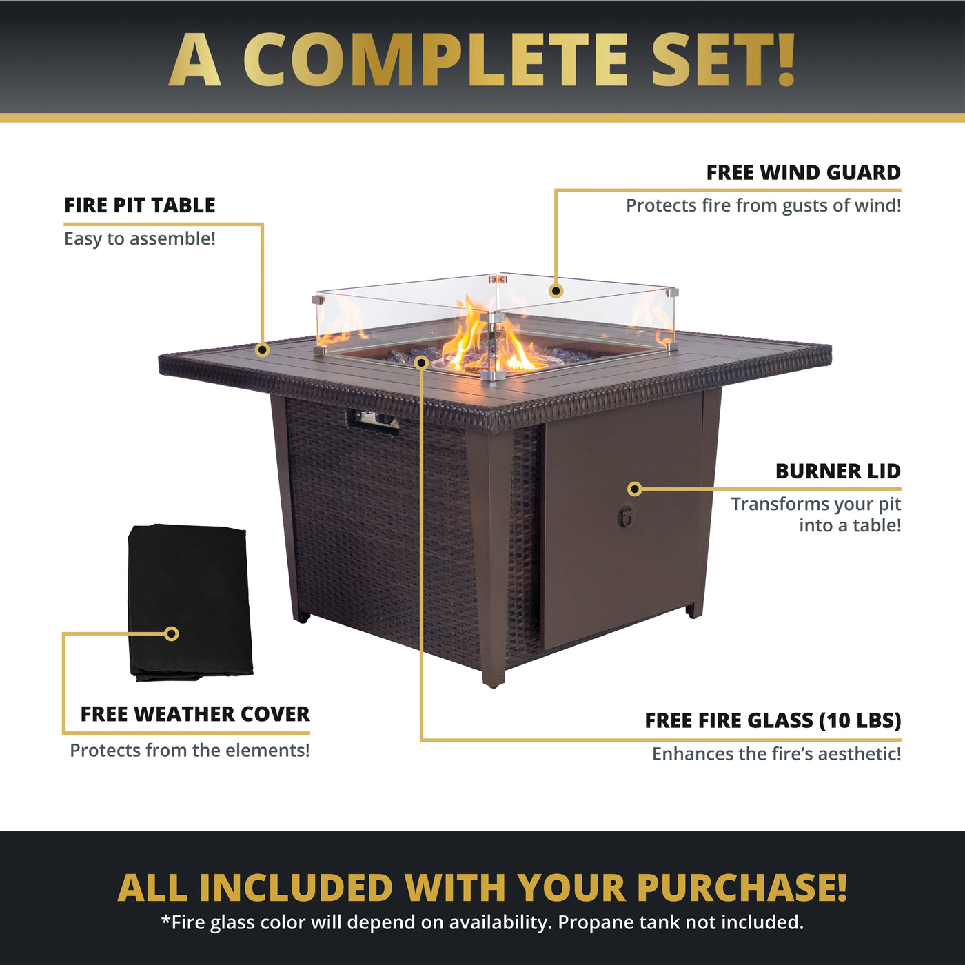 Ethan 42" Outdoor Fire Pit Table for Patio