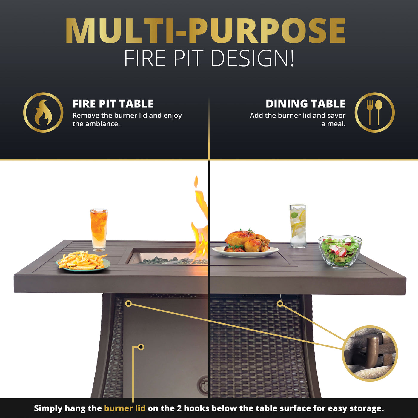 Uri 42" Outdoor Fire Pit Table for Patio