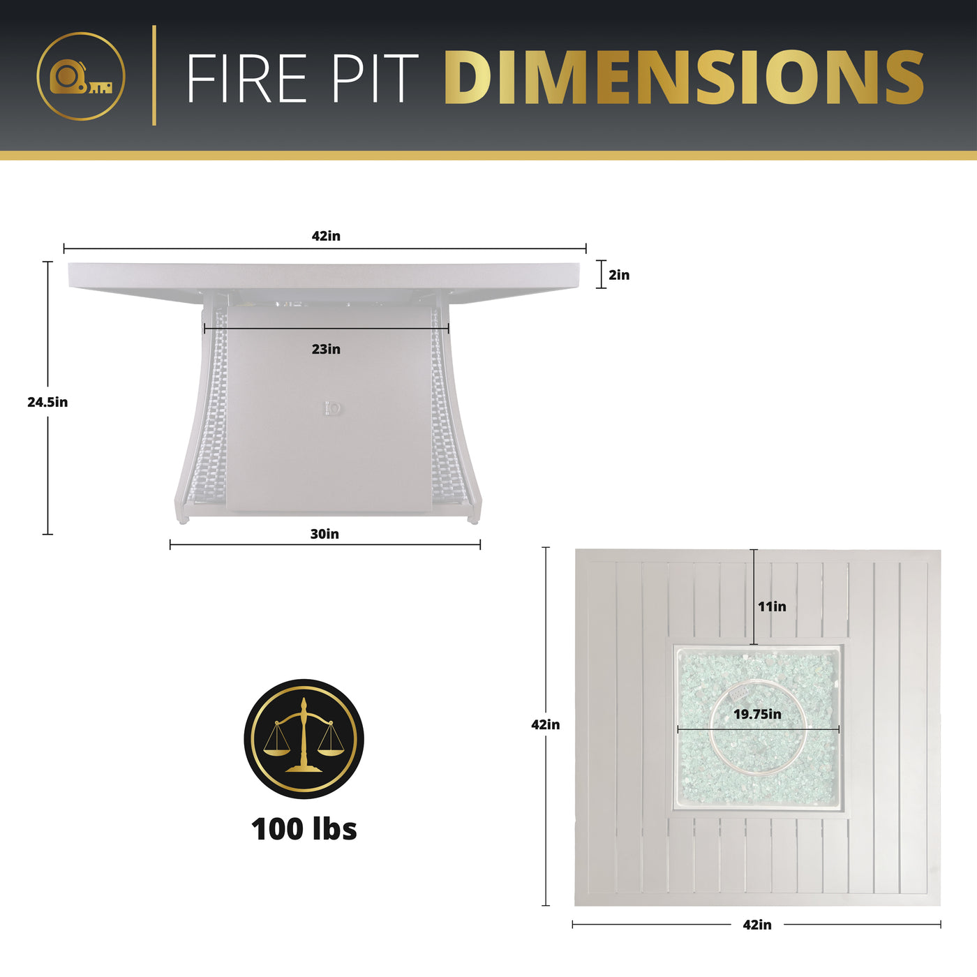 Uri 42" Outdoor Fire Pit Table for Patio