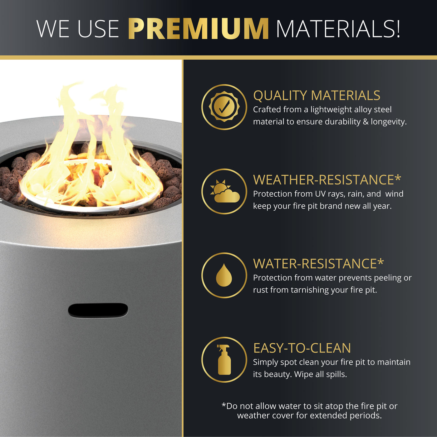 Loren 32" Outdoor Alloy Steel Fire Pit Table for Patio