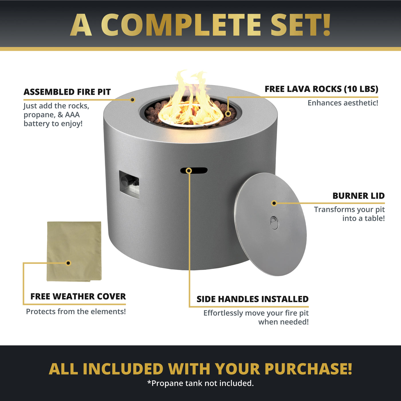 Loren 32" Outdoor Alloy Steel Fire Pit Table for Patio