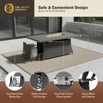 Isla 7PC Fire Pit Dining Table Set