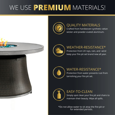 Ashton 7-Piece Round Outdoor Fire Pit Dining Table Set for Patio
