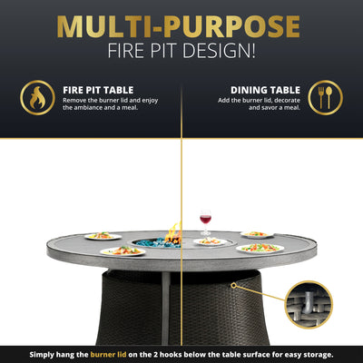 Ashton 7-Piece Round Outdoor Fire Pit Dining Table Set for Patio