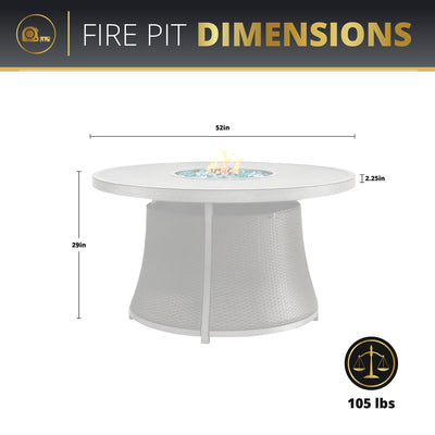 Ashton 7-Piece Round Outdoor Fire Pit Dining Table Set for Patio