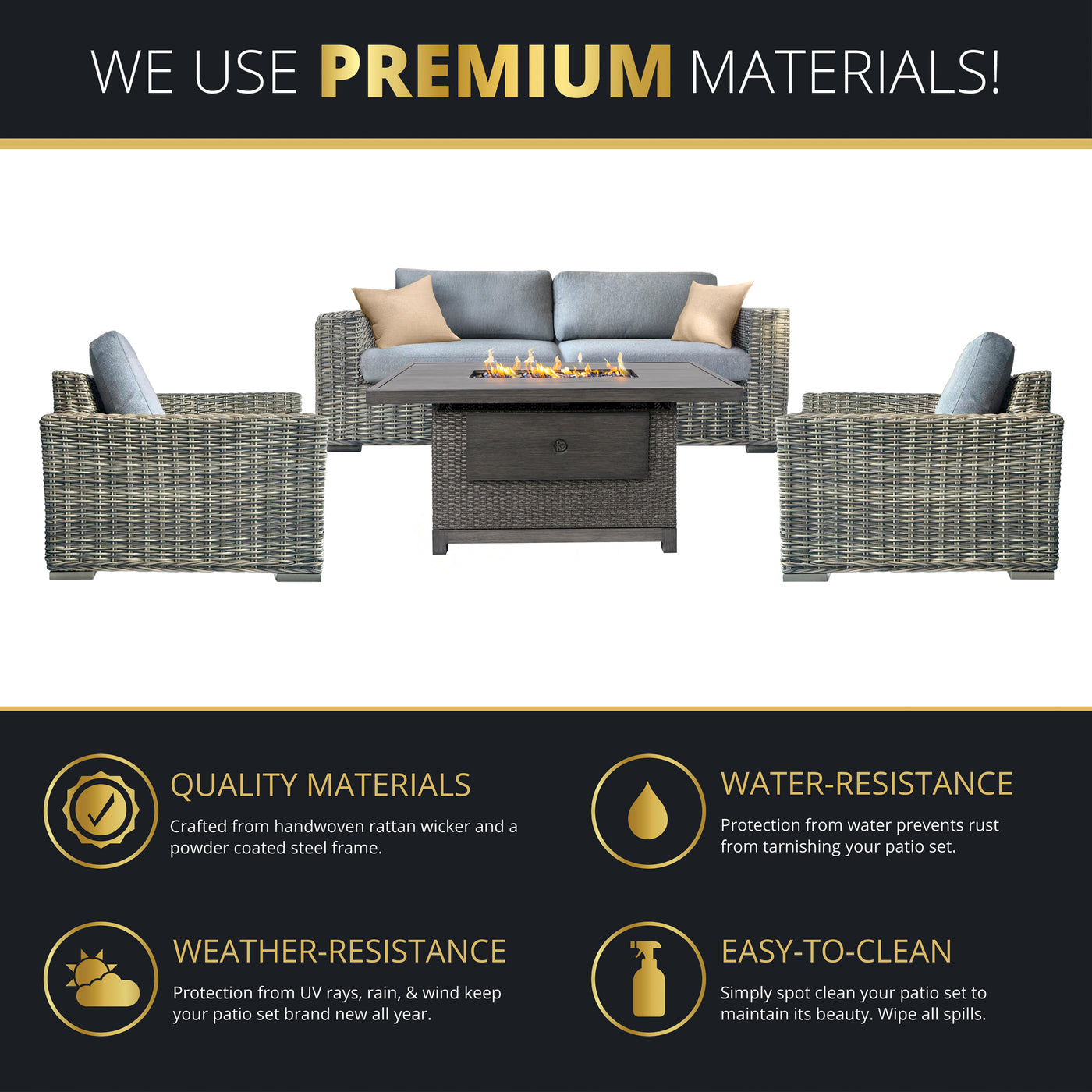 Novi 4-Piece Outdoor Fire Pit Set