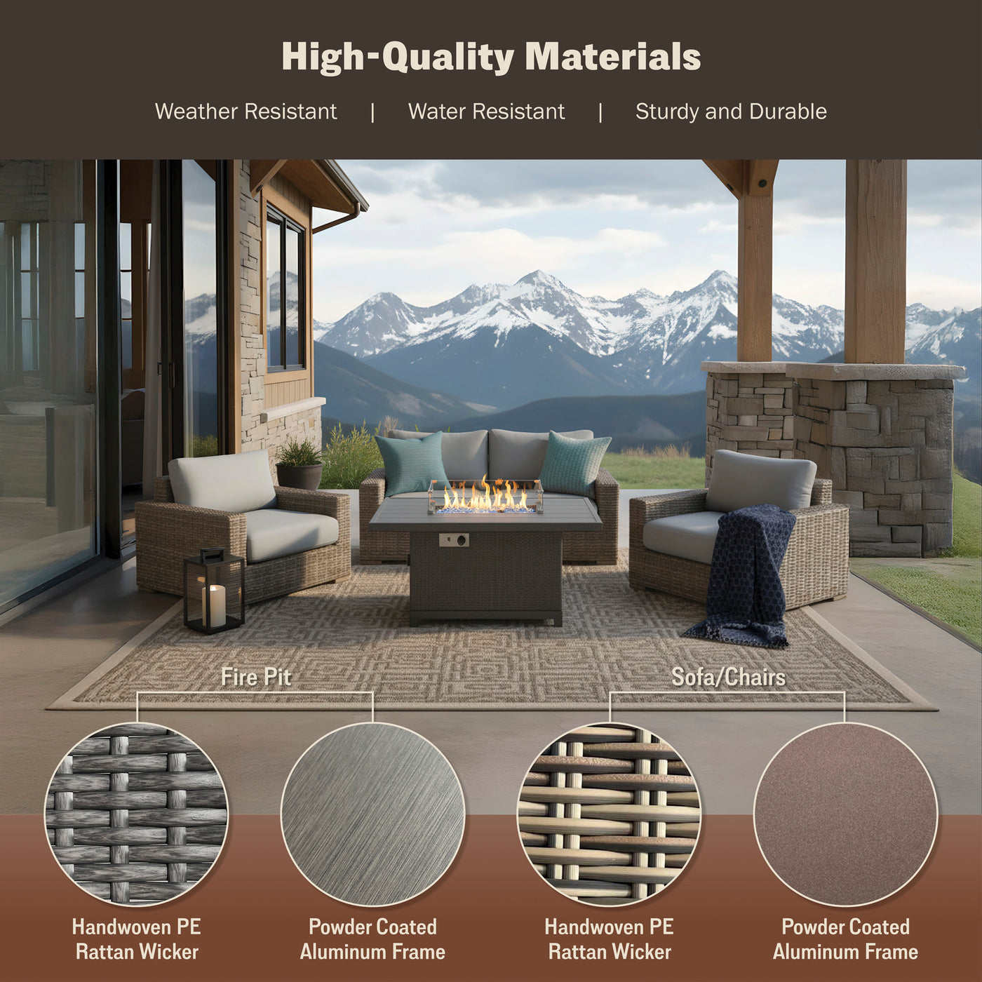 Novi 4-Piece Fire Pit Set