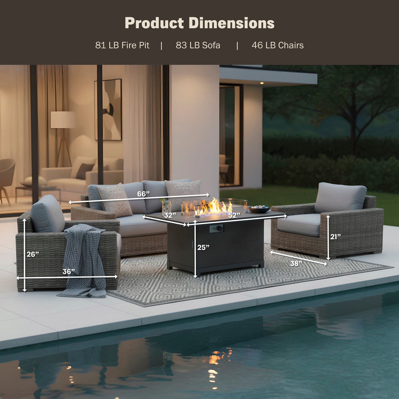 Novi 4-Piece Fire Pit Set