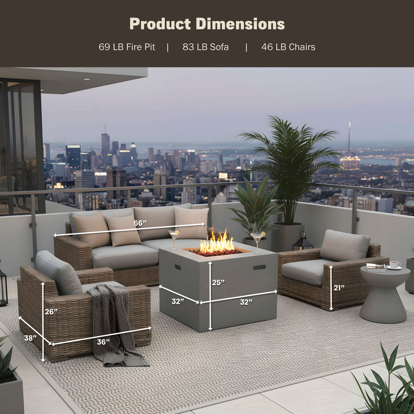 Kai 4-Piece Fire Pit Set