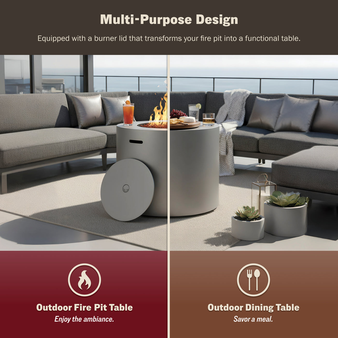Loren 32" Outdoor Alloy Steel Fire Pit Table for Patio