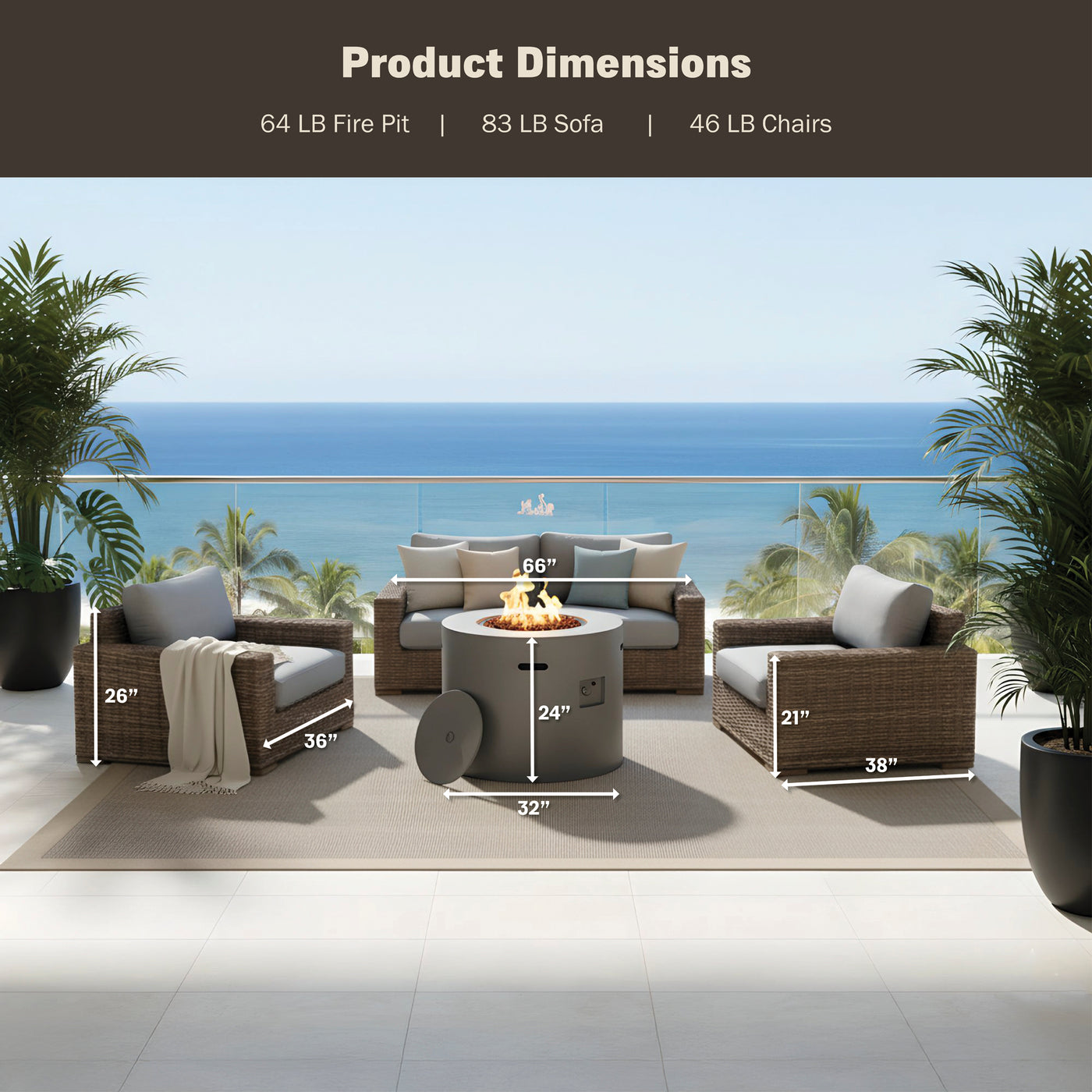 Loren 4-Piece Fire Pit Set