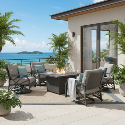 Ethan 5-Piece Outdoor Fire Pit Table Set for Patio