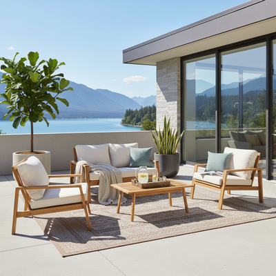 Cheryl 4-Piece Acacia Deep Seating Patio Set