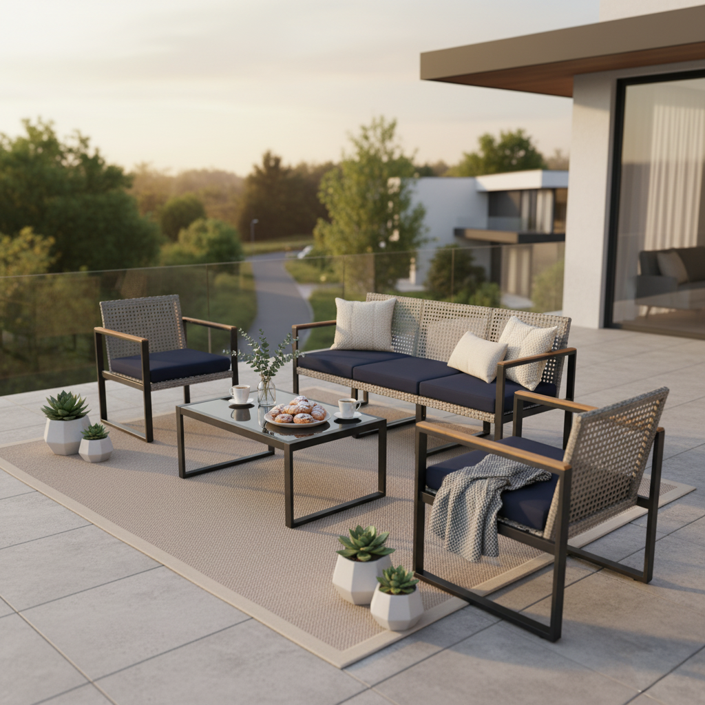 Keaton 4-Piece Rattan Wicker Patio Set – Kinger Home