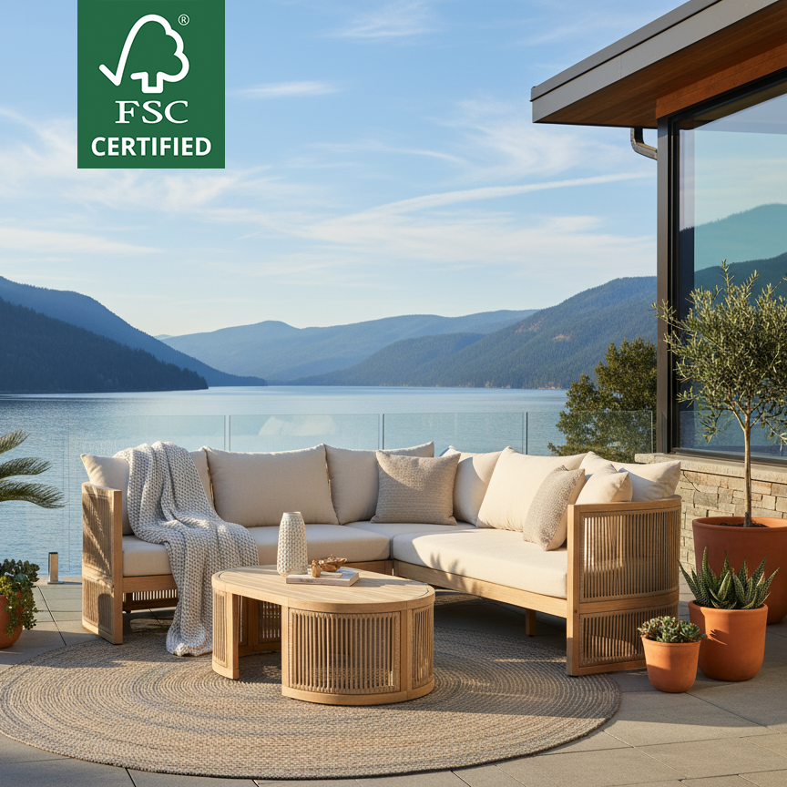 Nancy 3-Piece Acacia Rounded Sectional Set