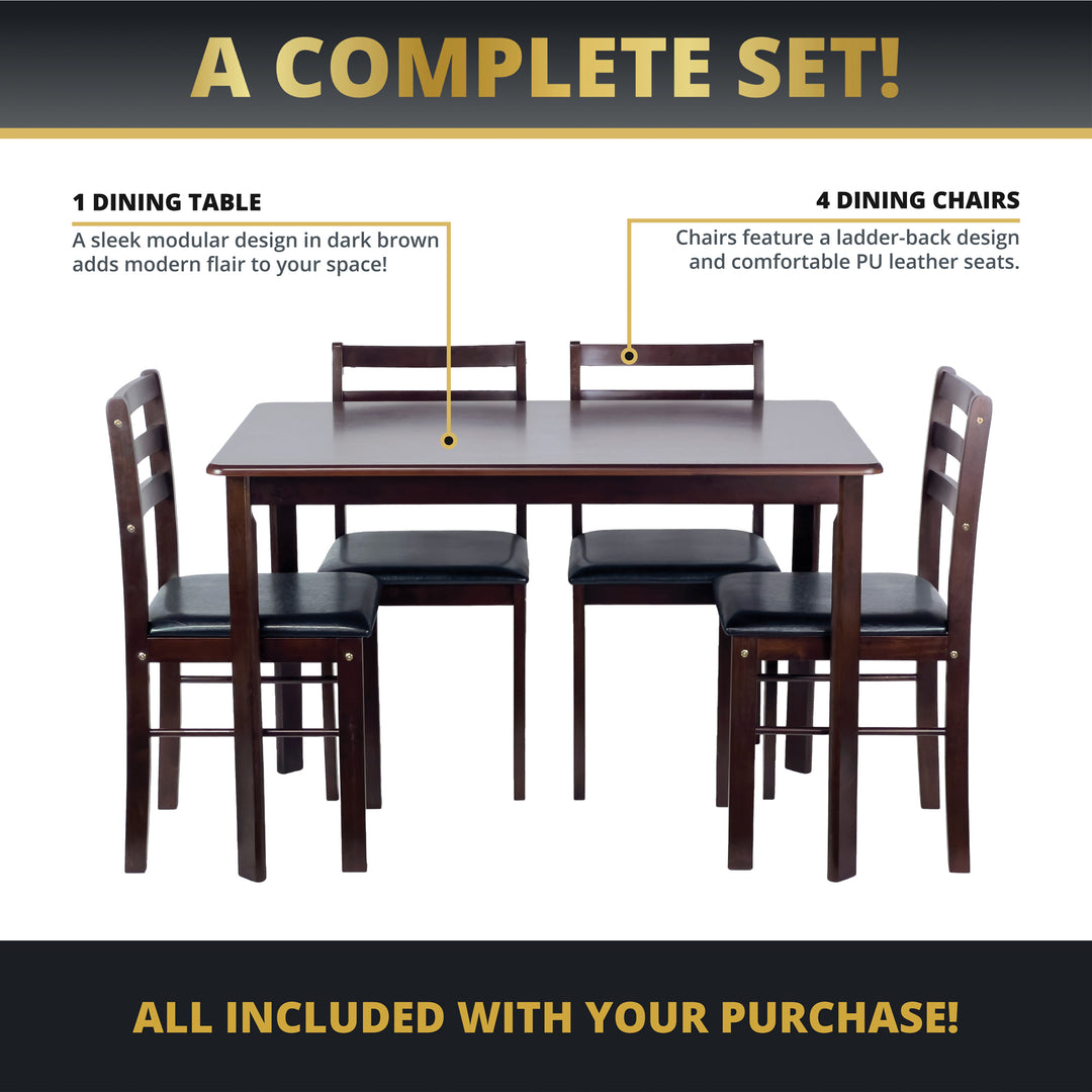 Jordan 5 Piece Indoor Dining Table Set for Kitchen Dining Room Kinger Home