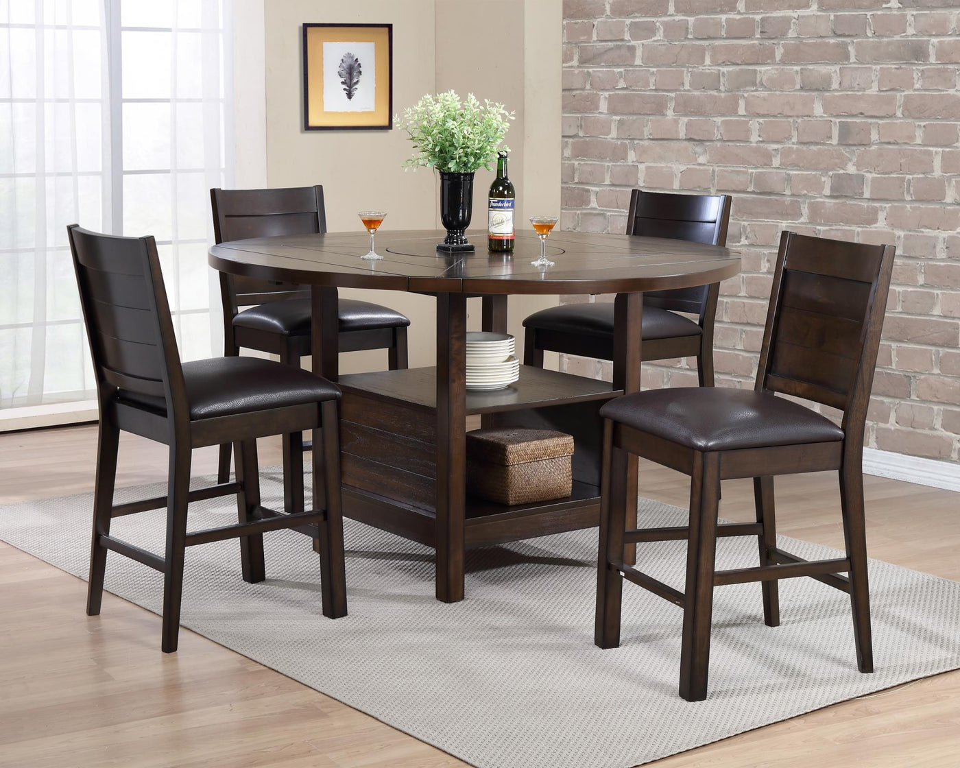 Manhattan Pub 5-Pieces Counter Height Dining Table Set – Kinger Home