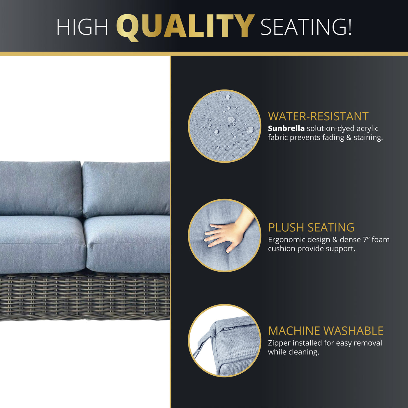 Larry Rattan Wicker Deep Seating Large Loveseat