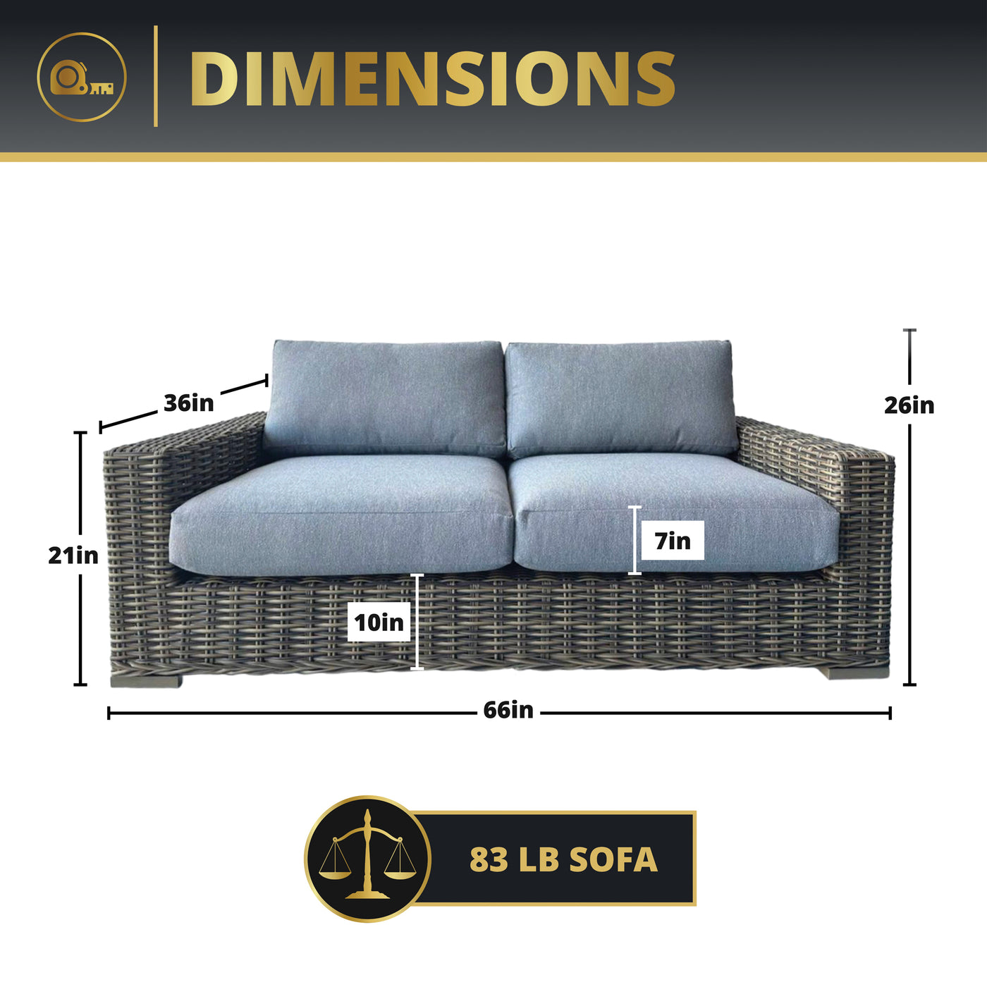 Larry Rattan Wicker Deep Seating Large Loveseat