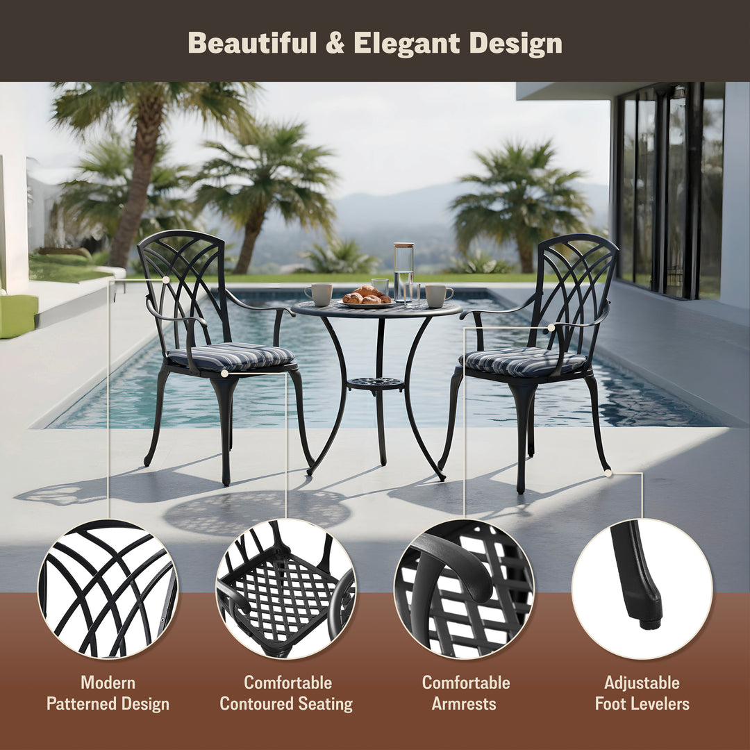 Kinger Home Ekta 3-Piece Patio Bistro Set, Weatherproof, image size:1080x1080