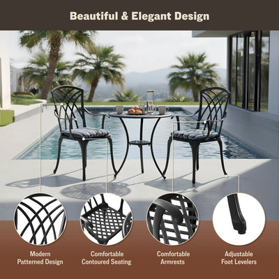 Ekta 3-Piece Outdoor Bistro Set for Patio, Multiple Colors