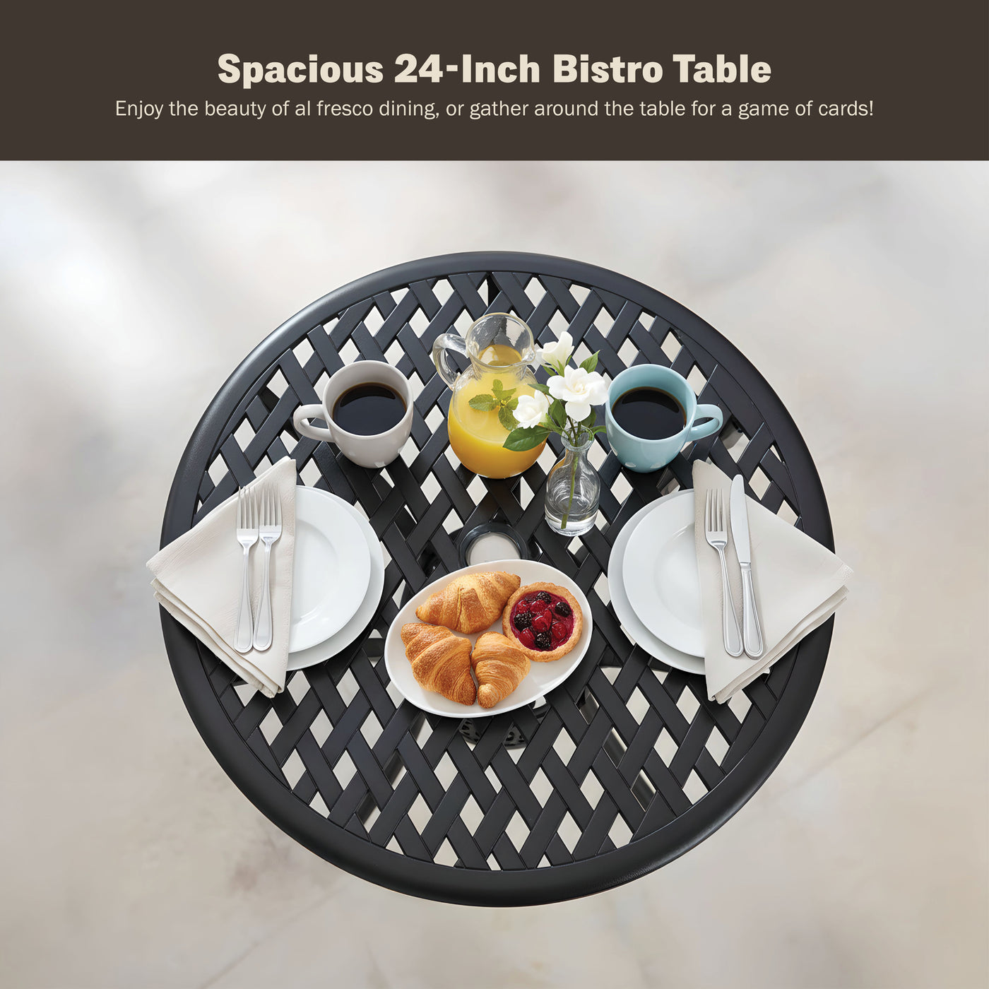 Ekta 3-Piece Outdoor Bistro Set for Patio, Multiple Colors