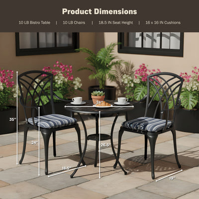 Ekta 3-Piece Outdoor Bistro Set for Patio, Multiple Colors