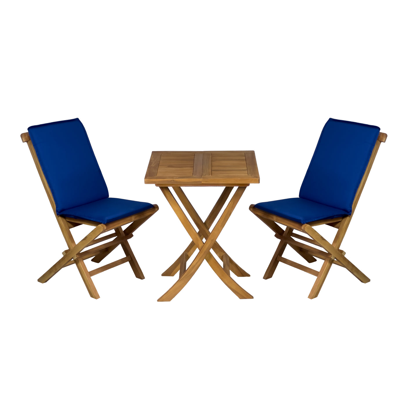 Leona 3-Piece Foldable Teakwood Outdoor Patio Bistro Set