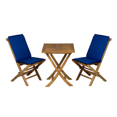 Leona 3-Piece Foldable Teakwood Outdoor Patio Bistro Set