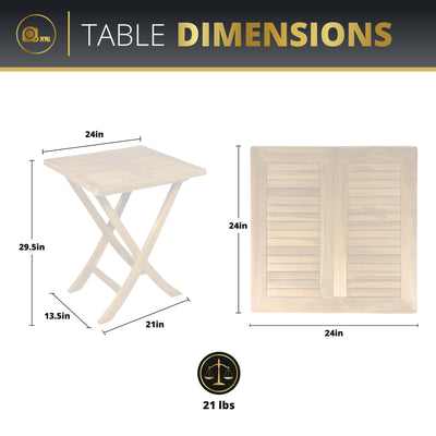 Leona 3-Piece Foldable Teakwood Outdoor Patio Bistro Set