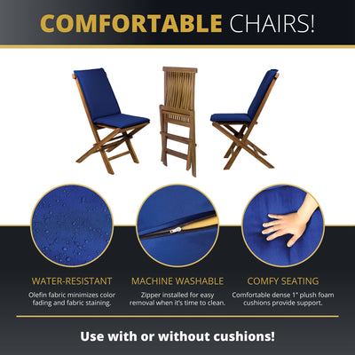 Leona 3-Piece Foldable Teakwood Outdoor Patio Bistro Set