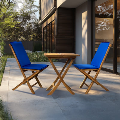 Leona 3-Piece Foldable Teakwood Outdoor Patio Bistro Set