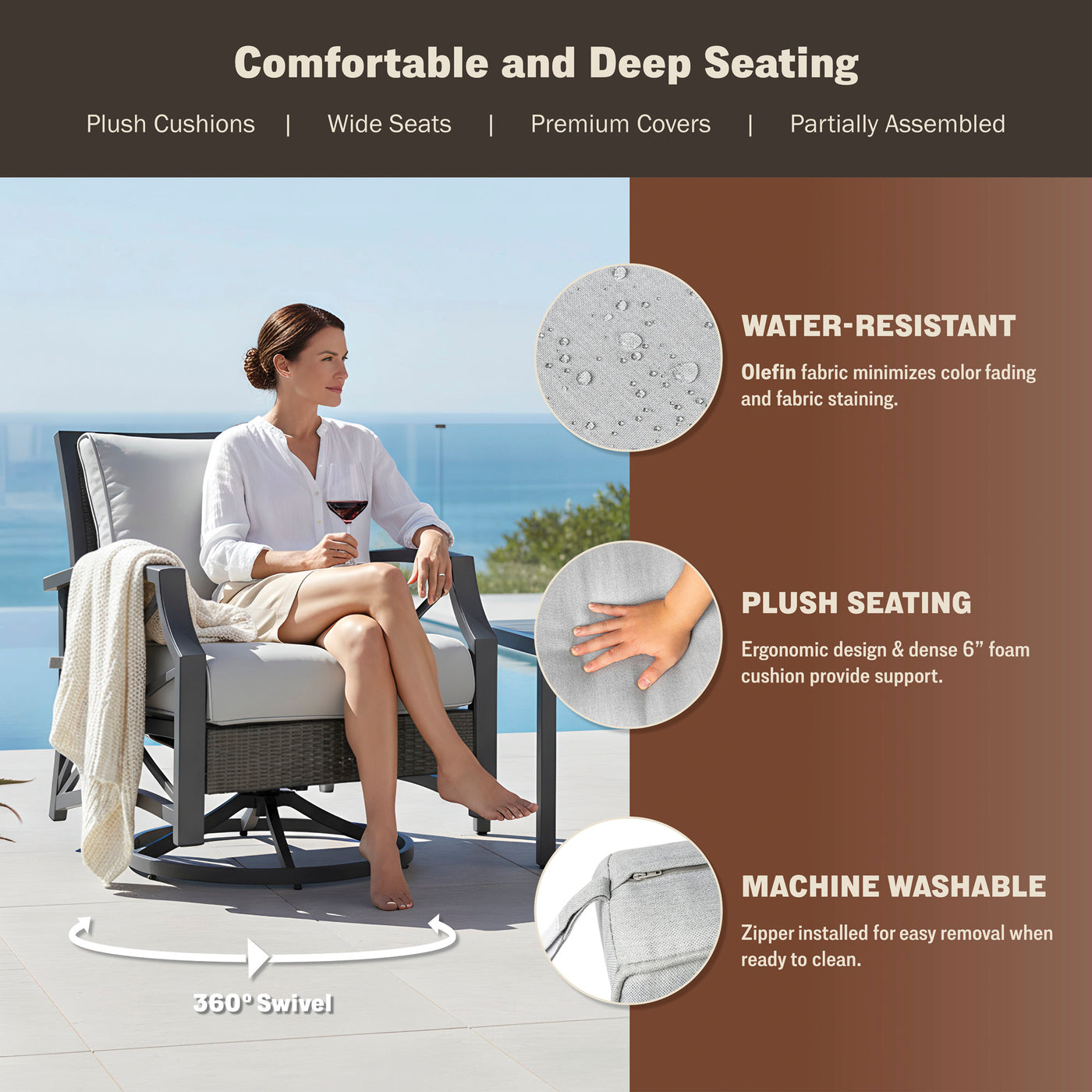 Serenity Rattan Wicker Swivel Chair