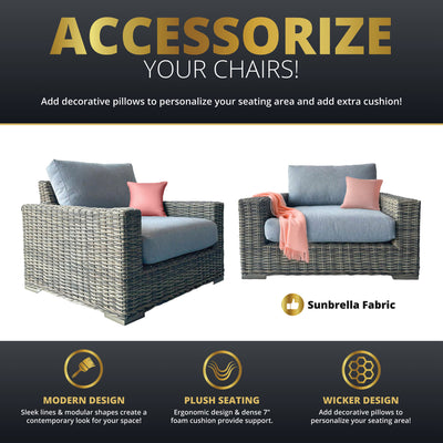 Larry Rattan Wicker Deep Seating Stationary Chairs - Set of 2