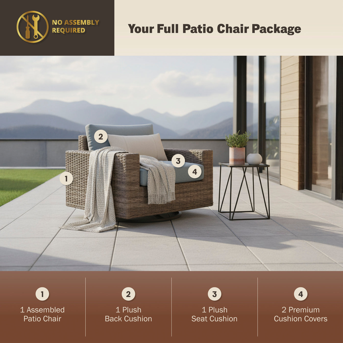 Larry Deep Seating Swivel Rocking Chair
