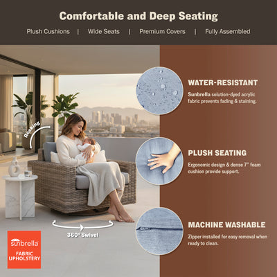 Larry Deep Seating Swivel Rocking Chair