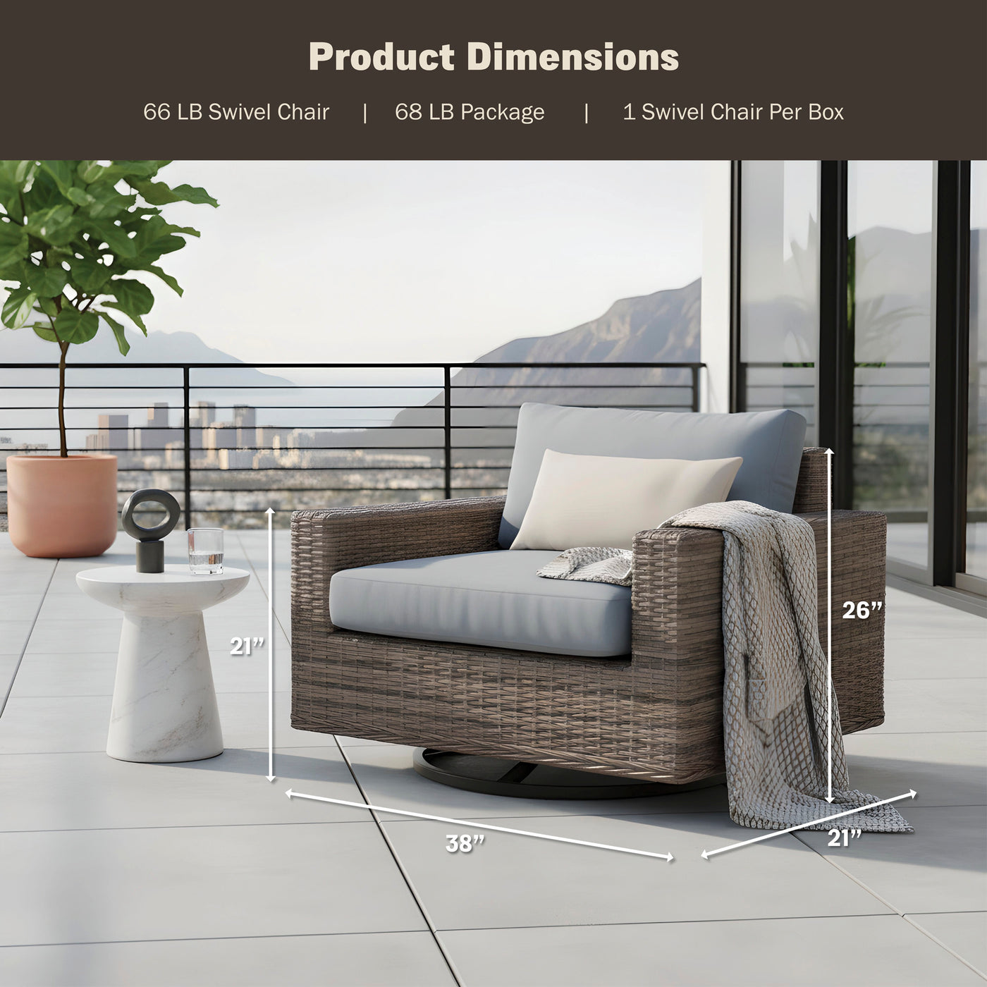 Larry Deep Seating Swivel Rocking Chair