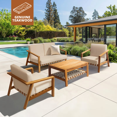 Luna 4-Piece Teakwood Deep Seating Patio Set