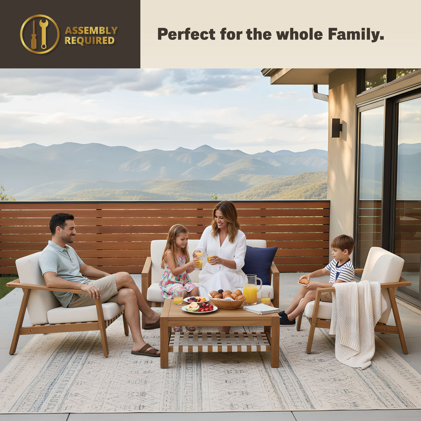 Luna 4-Piece Teakwood Deep Seating Patio Set