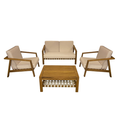 Luna 4-Piece Teakwood Deep Seating Patio Set