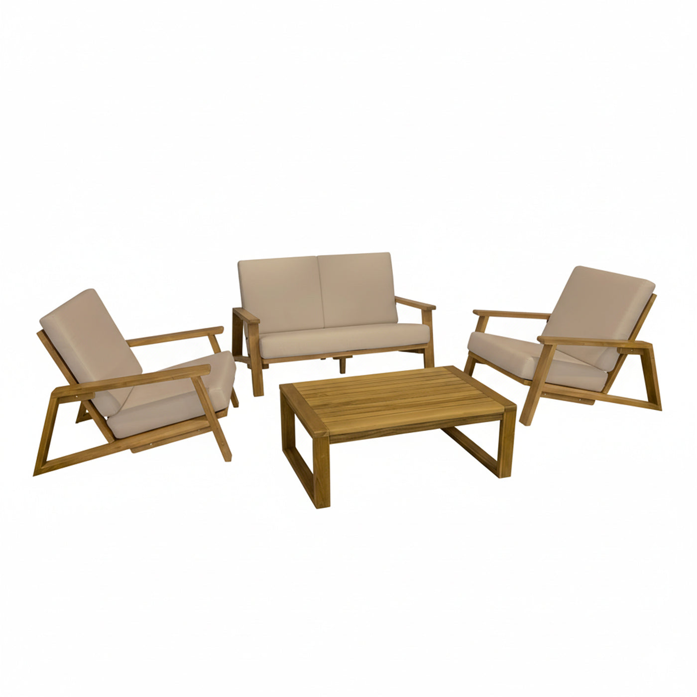 Ezra 4-Piece Teakwood Deep Seating Patio Set