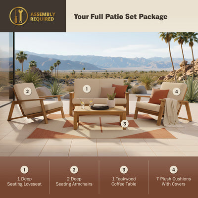 Ezra 4-Piece Teakwood Deep Seating Patio Set
