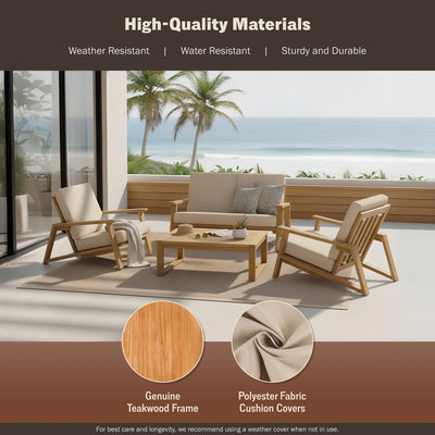 Ezra 4-Piece Teakwood Deep Seating Patio Set