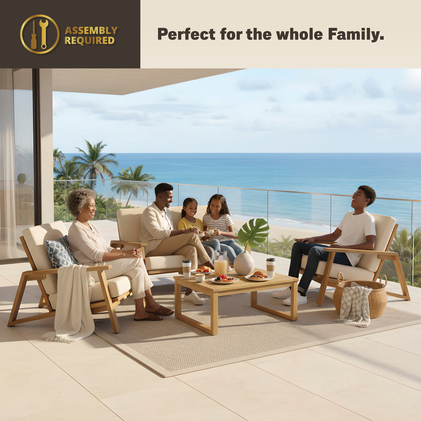 Ezra 4-Piece Teakwood Deep Seating Patio Set