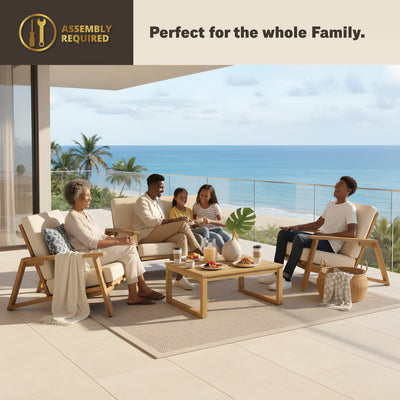 Ezra 4-Piece Teakwood Deep Seating Patio Set