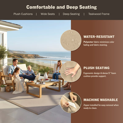 Ezra 4-Piece Teakwood Deep Seating Patio Set