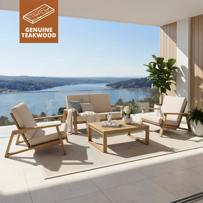 Ezra 4-Piece Teakwood Deep Seating Patio Set