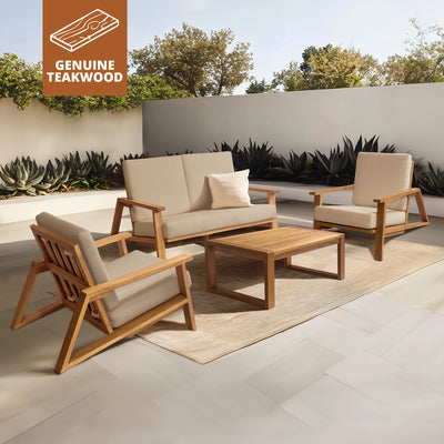 Ezra 4-Piece Teakwood Deep Seating Patio Set