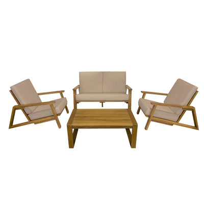 Ezra 4-Piece Teakwood Deep Seating Patio Set